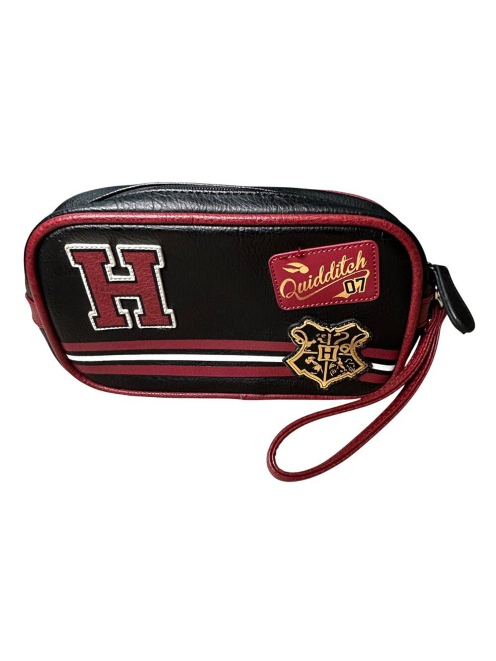 Harry Potter Hogwarts Wristlet Makeup Bag Quidditch 07 Black & Red Faux Leather
